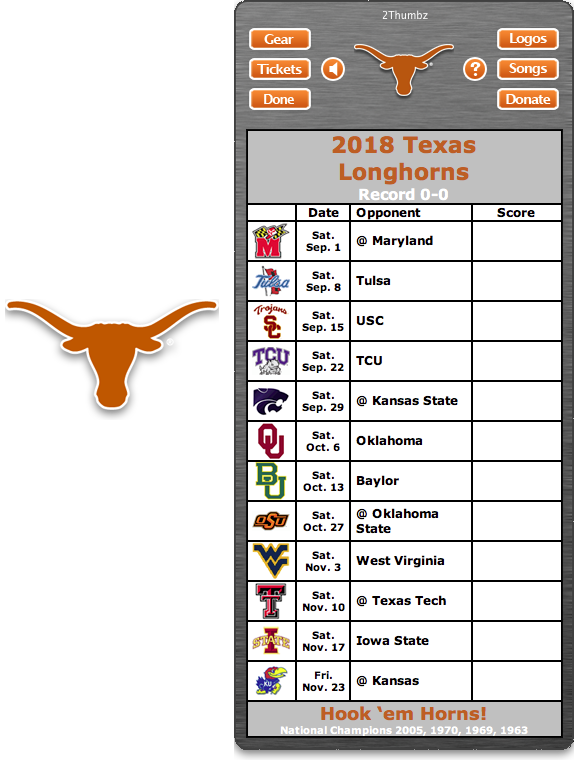 Get your 2016 texas longhorns football schedule app for mac
